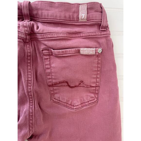 7 for All Mankind High Waist Ankle Gwenevere Red Jeans - Size Women's 27 - Picture 8 of 9